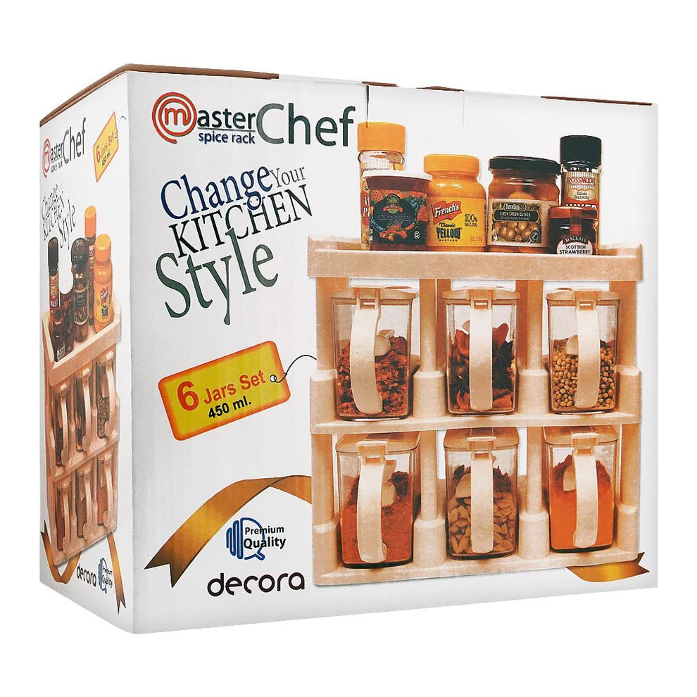 MasterChef Spice Rack With 6 Spice Jars – Beige/Brown