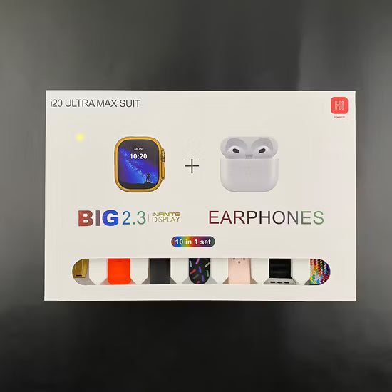 I20 Ultra Watch Max Suit Smart Watch + Earbuds (10 in 1 Set) FREE DELIVERY