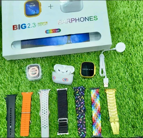 I20 Ultra Watch Max Suit Smart Watch + Earbuds (10 in 1 Set) FREE DELIVERY