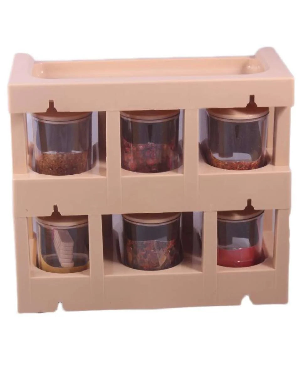 MasterChef Spice Rack With 6 Spice Jars – Beige/Brown