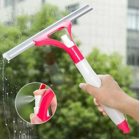 2 In 1 Window Cleaner Glass Wiper With Inbuilt Spray Bottle